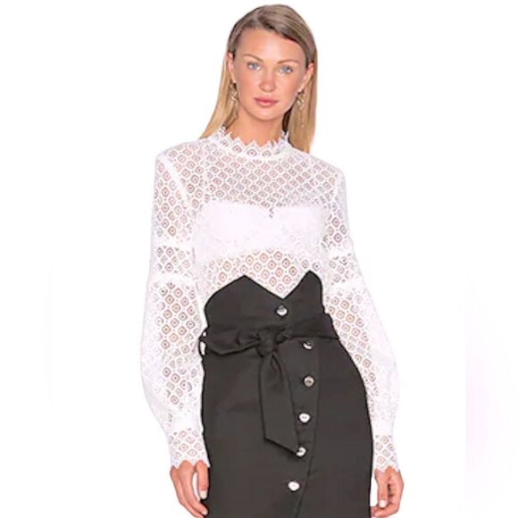 IRO Amia Lace Long Sleeve Top Women’s White Size - Picture 1 of 11